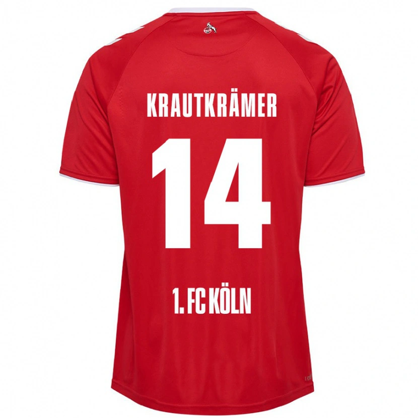 Danxen Kvinnor Jakob Krautkrämer #14 Röd Vit Bortatröja Matchtröjor 2024/25 Tröjor T-Tröja