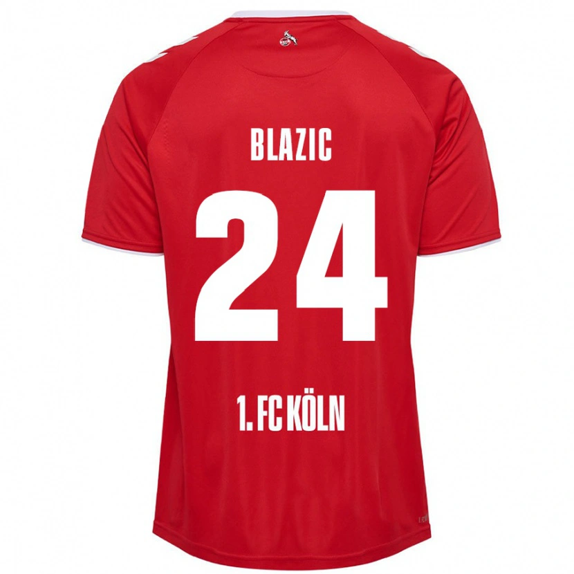 Danxen Kvinnor Alessandro Blazic #24 Röd Vit Bortatröja Matchtröjor 2024/25 Tröjor T-Tröja