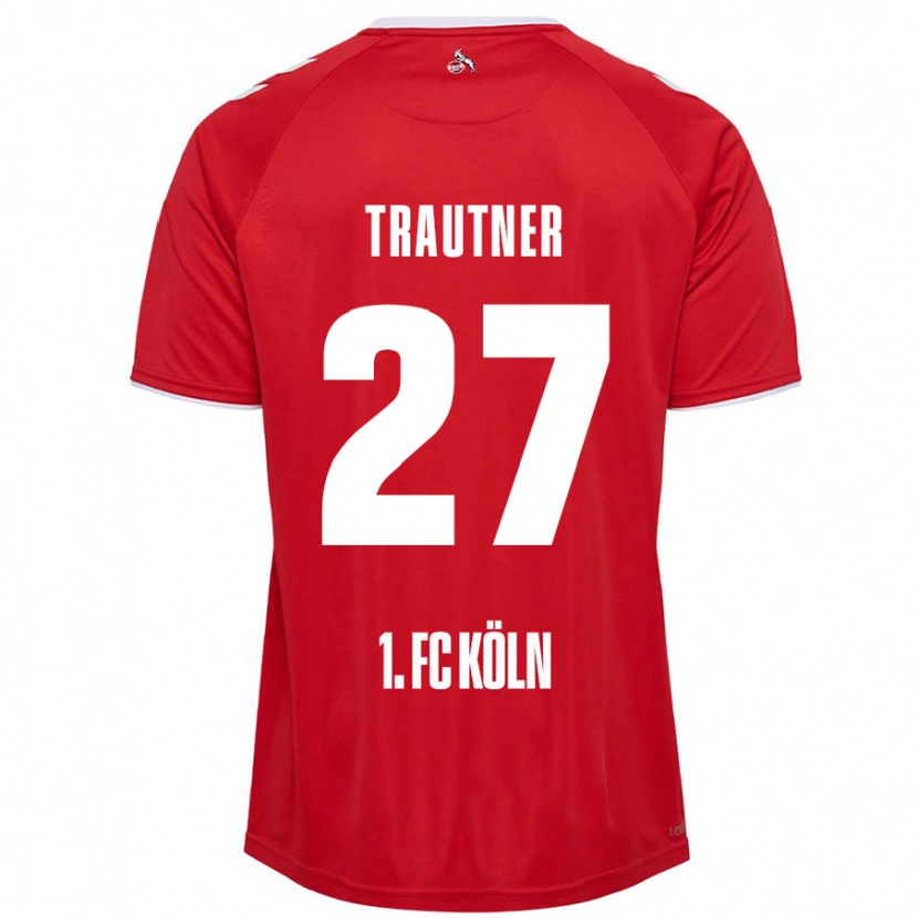 Danxen Kvinnor Tobias Trautner #27 Röd Vit Bortatröja Matchtröjor 2024/25 Tröjor T-Tröja