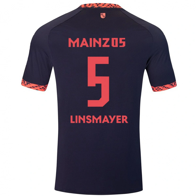 Danxen Kvinnor Denis Linsmayer #5 Blå Korallröd Bortatröja Matchtröjor 2024/25 Tröjor T-Tröja