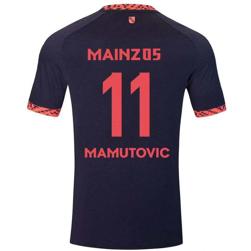 Danxen Kvinnor David Mamutovic #11 Blå Korallröd Bortatröja Matchtröjor 2024/25 Tröjor T-Tröja