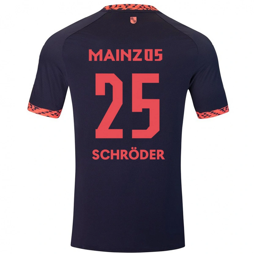 Danxen Kvinnor Maxim Schröder #25 Blå Korallröd Bortatröja Matchtröjor 2024/25 Tröjor T-Tröja