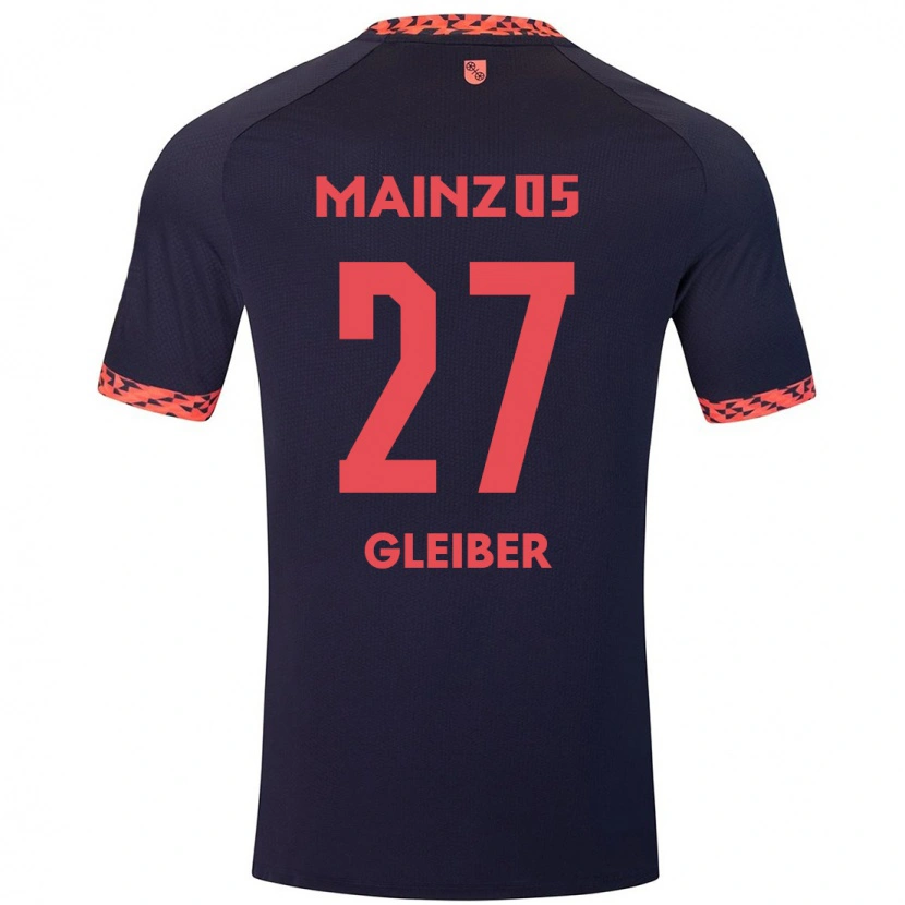 Danxen Kvinnor Daniel Gleiber #27 Blå Korallröd Bortatröja Matchtröjor 2024/25 Tröjor T-Tröja