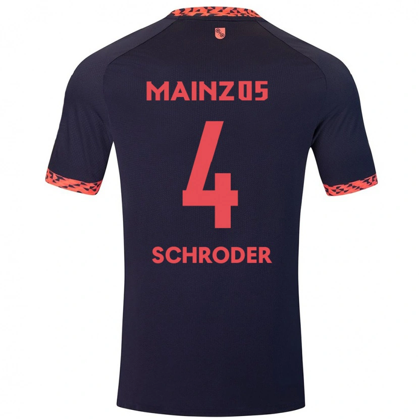 Danxen Kvinnor Lara Schröder #4 Blå Korallröd Bortatröja Matchtröjor 2024/25 Tröjor T-Tröja