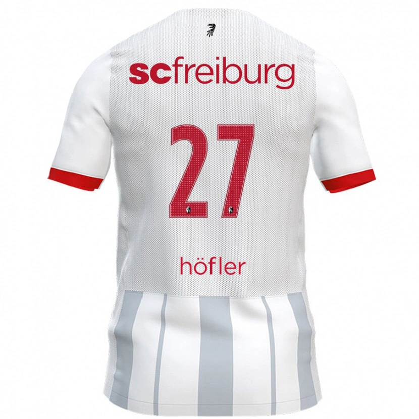 Danxen Kvinnor Nicolas Höfler #27 Vit Grå Bortatröja Matchtröjor 2024/25 Tröjor T-Tröja