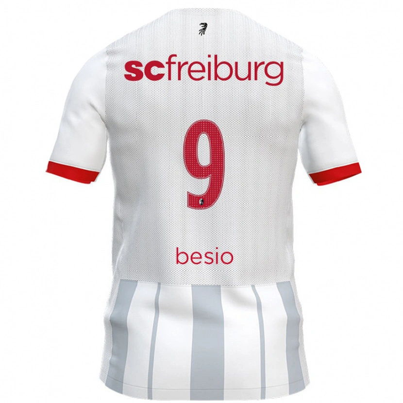 Danxen Kvinnor Alessio Besio #9 Vit Grå Bortatröja Matchtröjor 2024/25 Tröjor T-Tröja