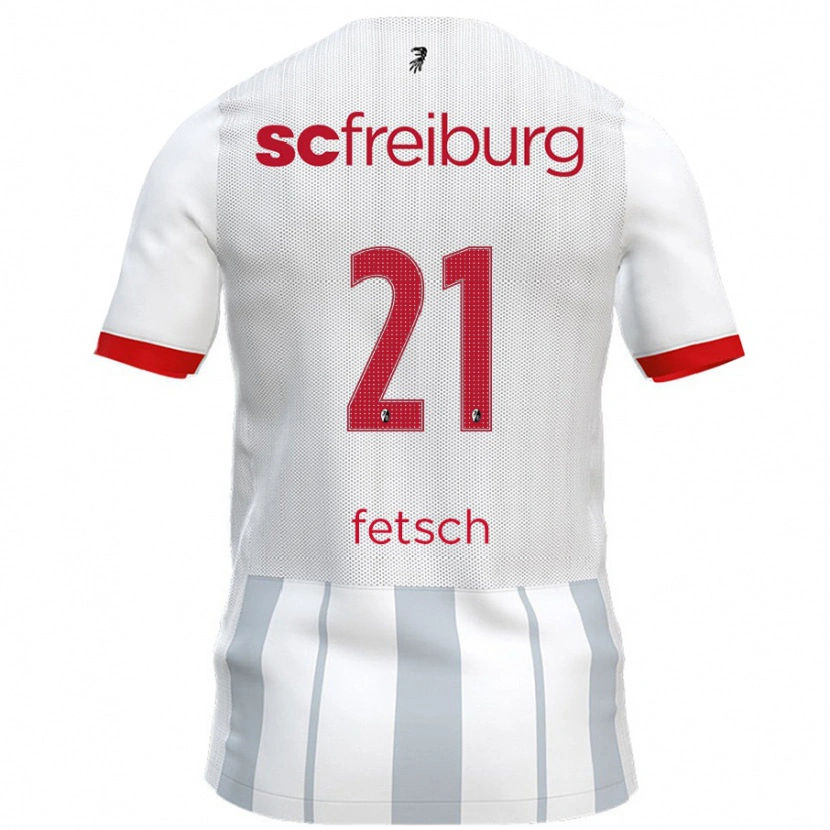 Danxen Kvinnor Mathias Fetsch #21 Vit Grå Bortatröja Matchtröjor 2024/25 Tröjor T-Tröja