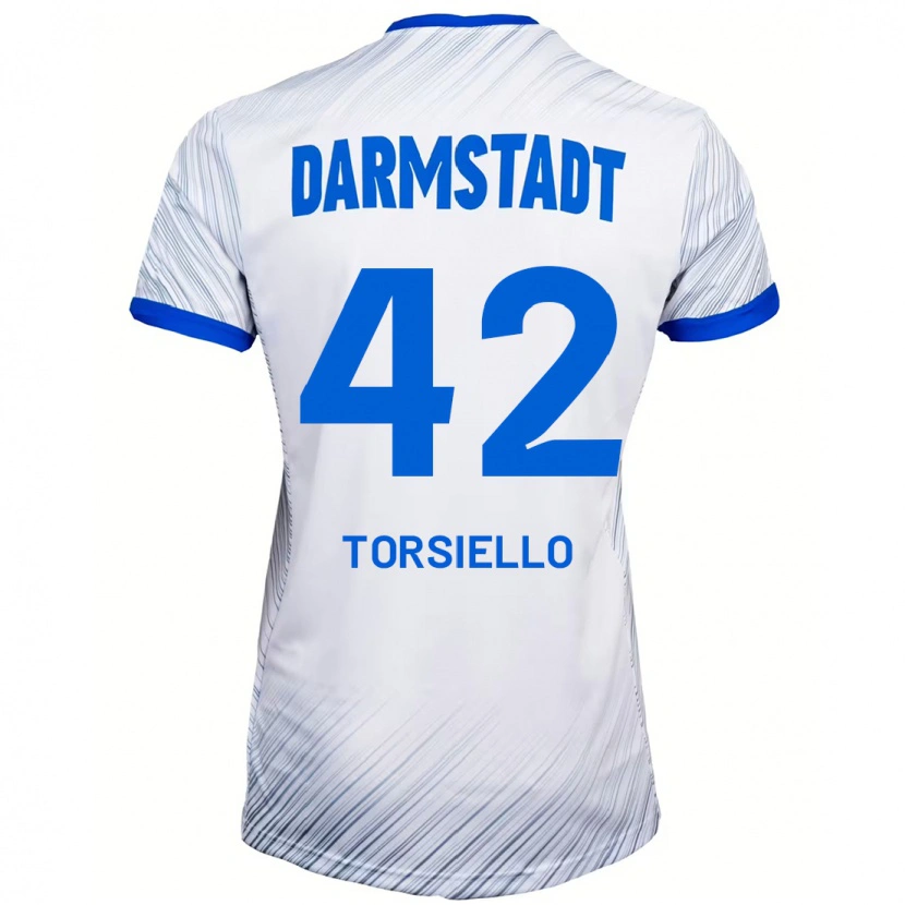 Danxen Kvinnor Fabio Torsiello #42 Vit Blå Bortatröja Matchtröjor 2024/25 Tröjor T-Tröja