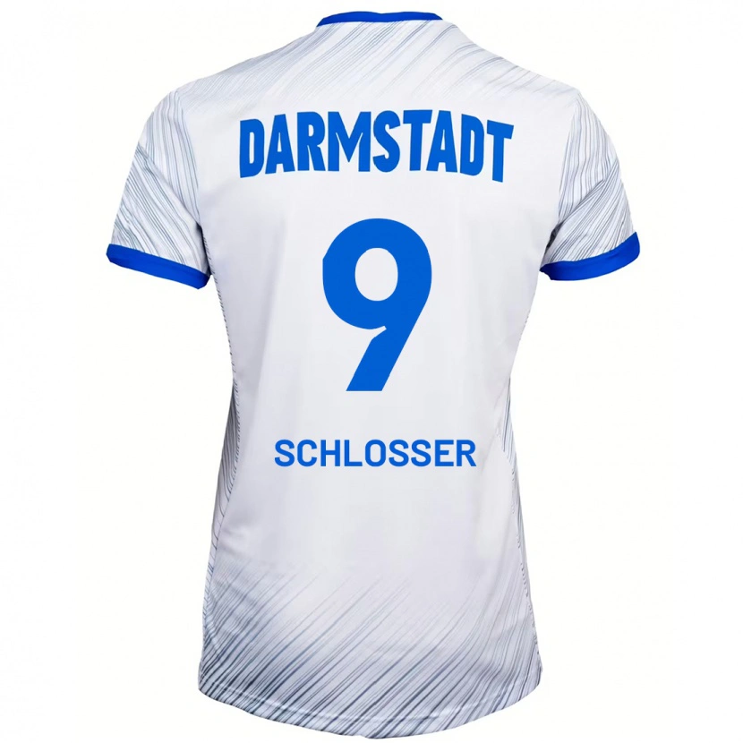 Danxen Kvinnor Mika Schlosser #9 Vit Blå Bortatröja Matchtröjor 2024/25 Tröjor T-Tröja