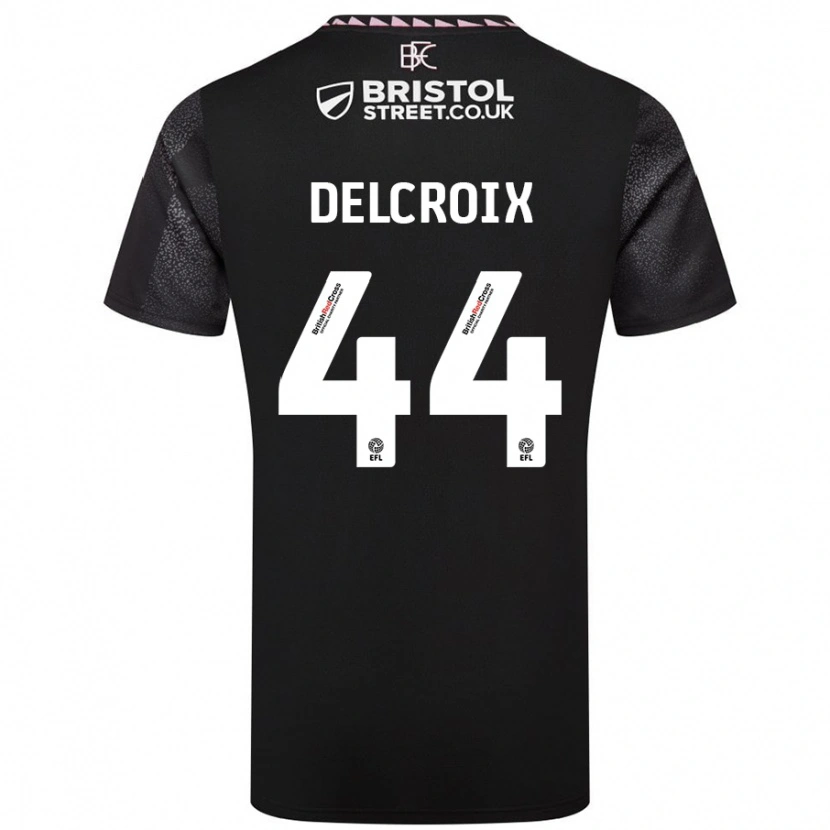 Danxen Kvinnor Hannes Delcroix #44 Svart Bortatröja Matchtröjor 2024/25 Tröjor T-Tröja
