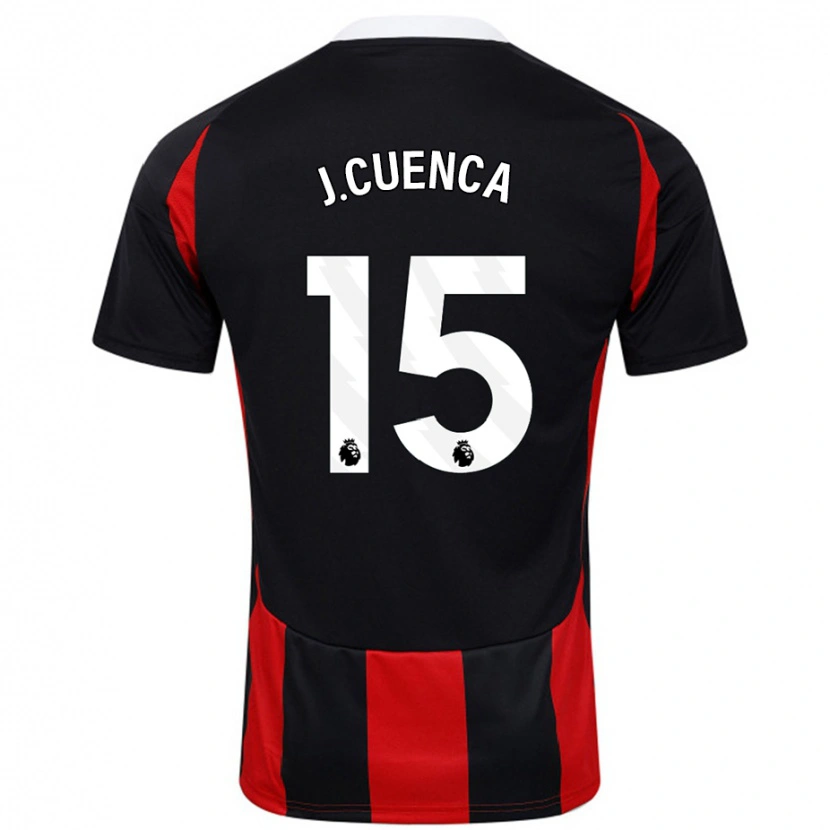 Danxen Kvinnor Jorge Cuenca #15 Svart Röd Bortatröja Matchtröjor 2024/25 Tröjor T-Tröja