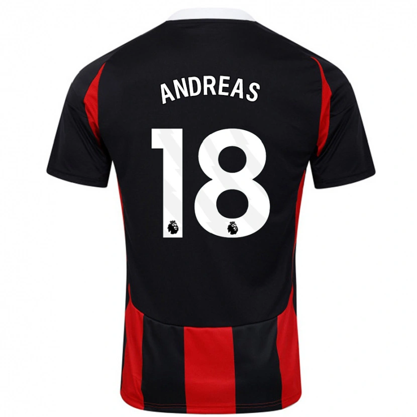 Danxen Kvinnor Andreas Pereira #18 Svart Röd Bortatröja Matchtröjor 2024/25 Tröjor T-Tröja