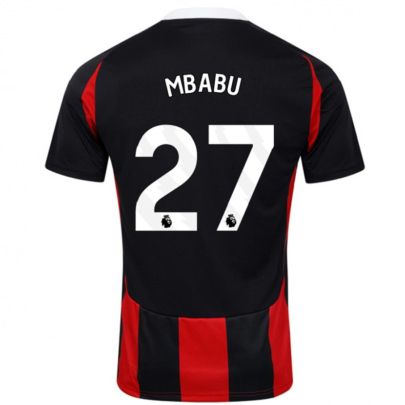 Danxen Kvinnor Kevin Mbabu #27 Svart Röd Bortatröja Matchtröjor 2024/25 Tröjor T-Tröja