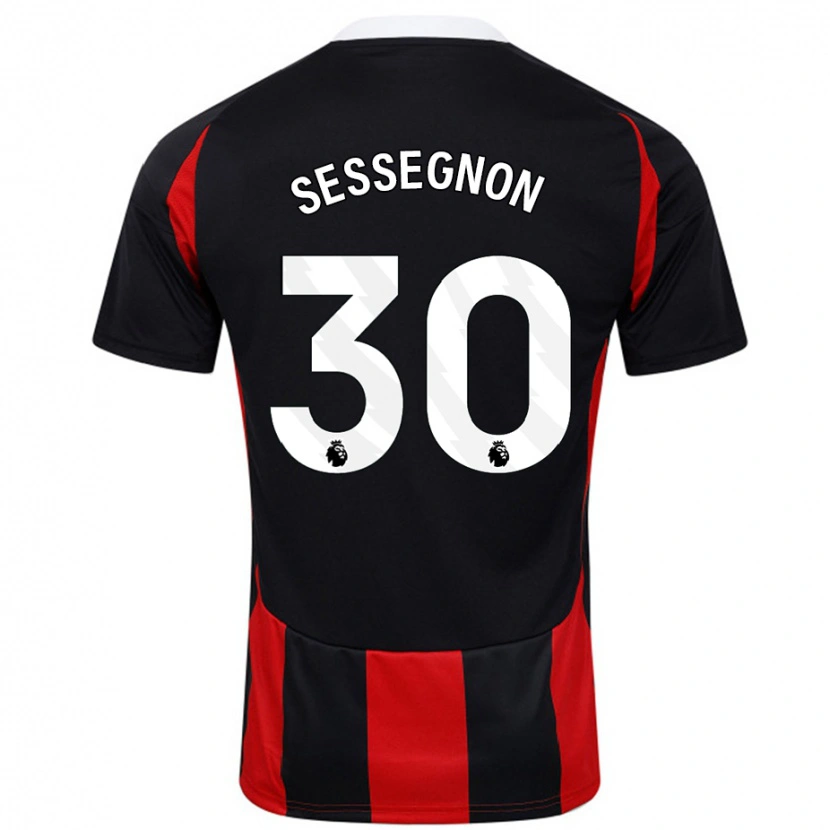 Danxen Kvinnor Ryan Sessegnon #30 Svart Röd Bortatröja Matchtröjor 2024/25 Tröjor T-Tröja