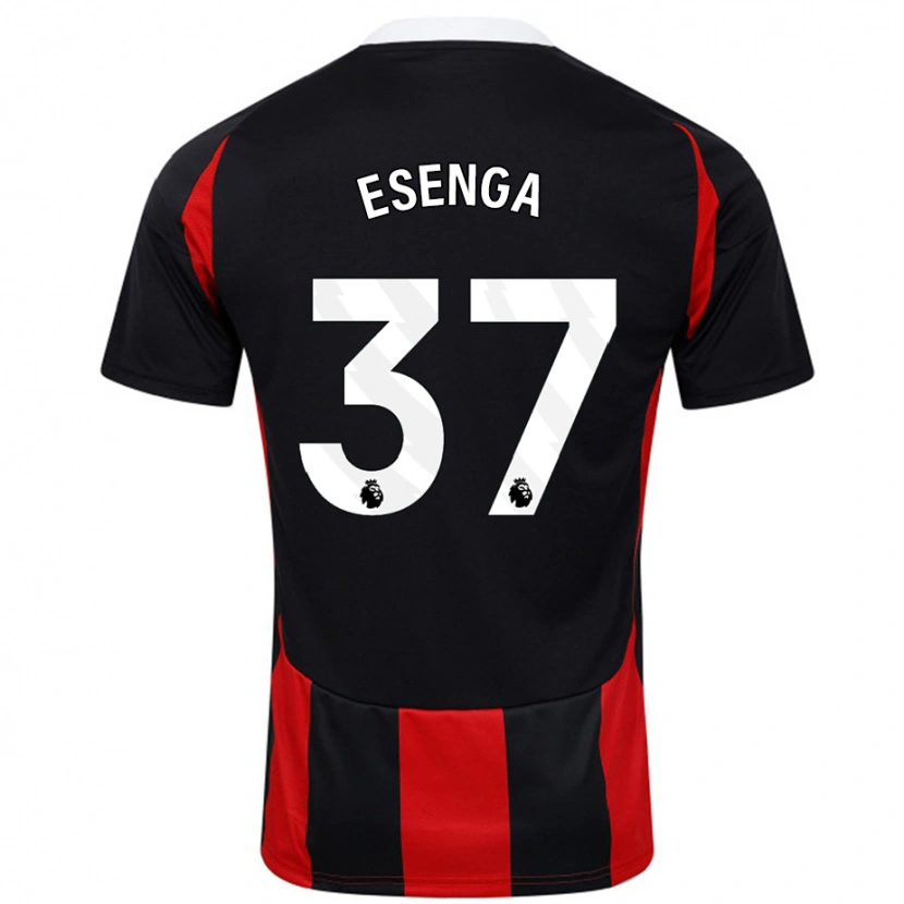 Danxen Kvinnor Jonathan Esenga #37 Svart Röd Bortatröja Matchtröjor 2024/25 Tröjor T-Tröja