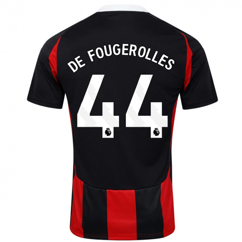Danxen Kvinnor Luc De Fougerolles #44 Svart Röd Bortatröja Matchtröjor 2024/25 Tröjor T-Tröja
