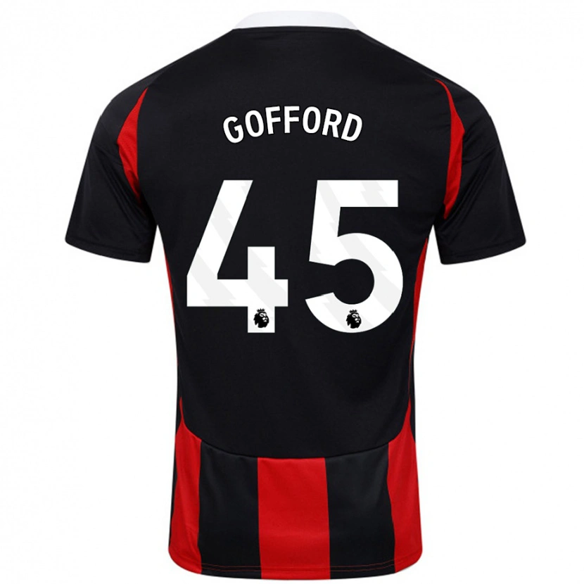 Danxen Kvinnor Oliver Gofford #45 Svart Röd Bortatröja Matchtröjor 2024/25 Tröjor T-Tröja