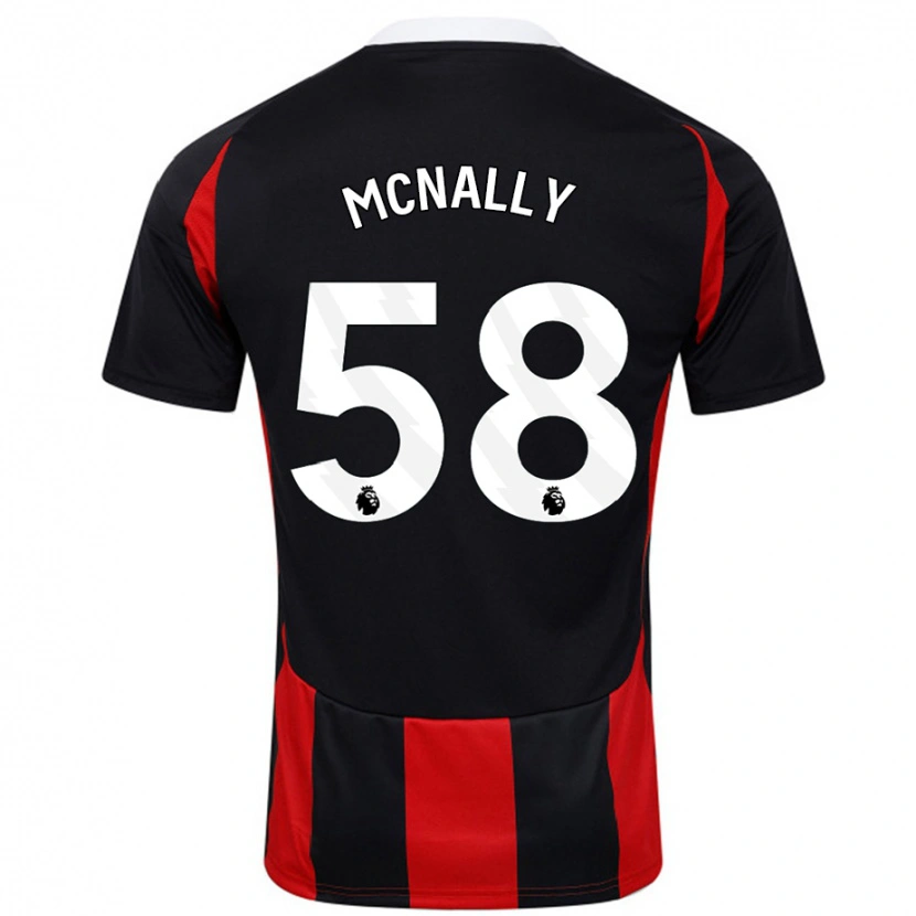 Danxen Kvinnor Alfie Mcnally #58 Svart Röd Bortatröja Matchtröjor 2024/25 Tröjor T-Tröja