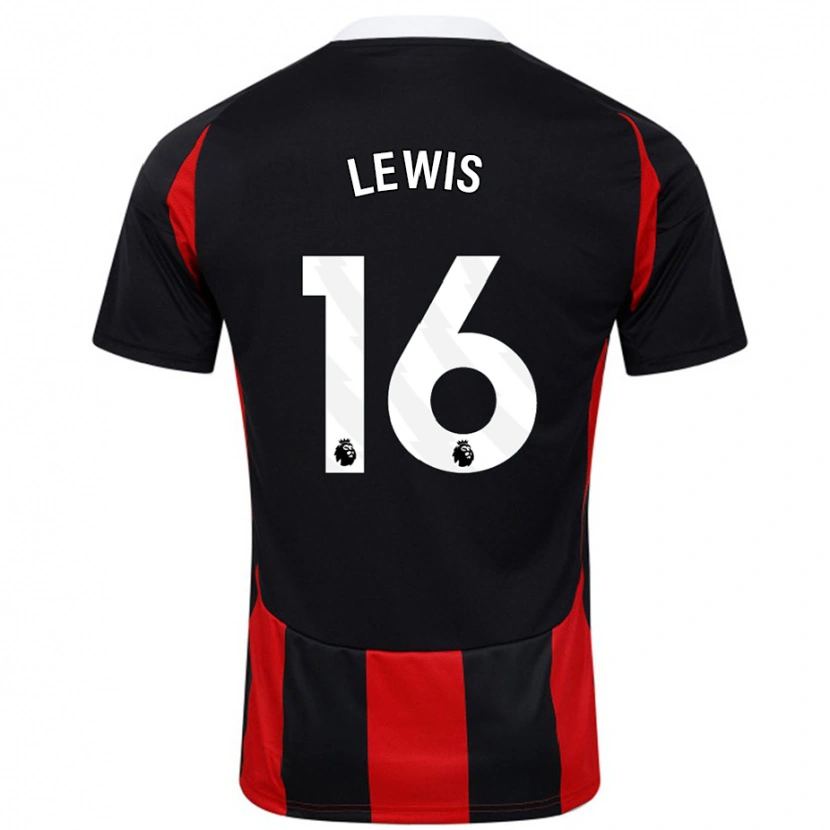 Danxen Kvinnor Milla Lewis #16 Svart Röd Bortatröja Matchtröjor 2024/25 Tröjor T-Tröja