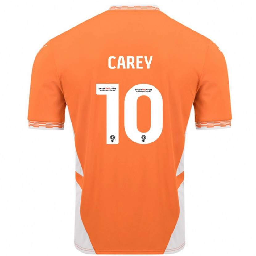 Danxen Barn Sonny Carey #10 Orange Vit Hemmatröja Matchtröjor 2024/25 Tröjor T-Tröja