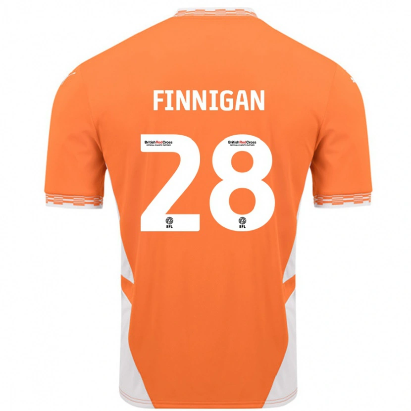 Danxen Barn Ryan Finnigan #28 Orange Vit Hemmatröja Matchtröjor 2024/25 Tröjor T-Tröja