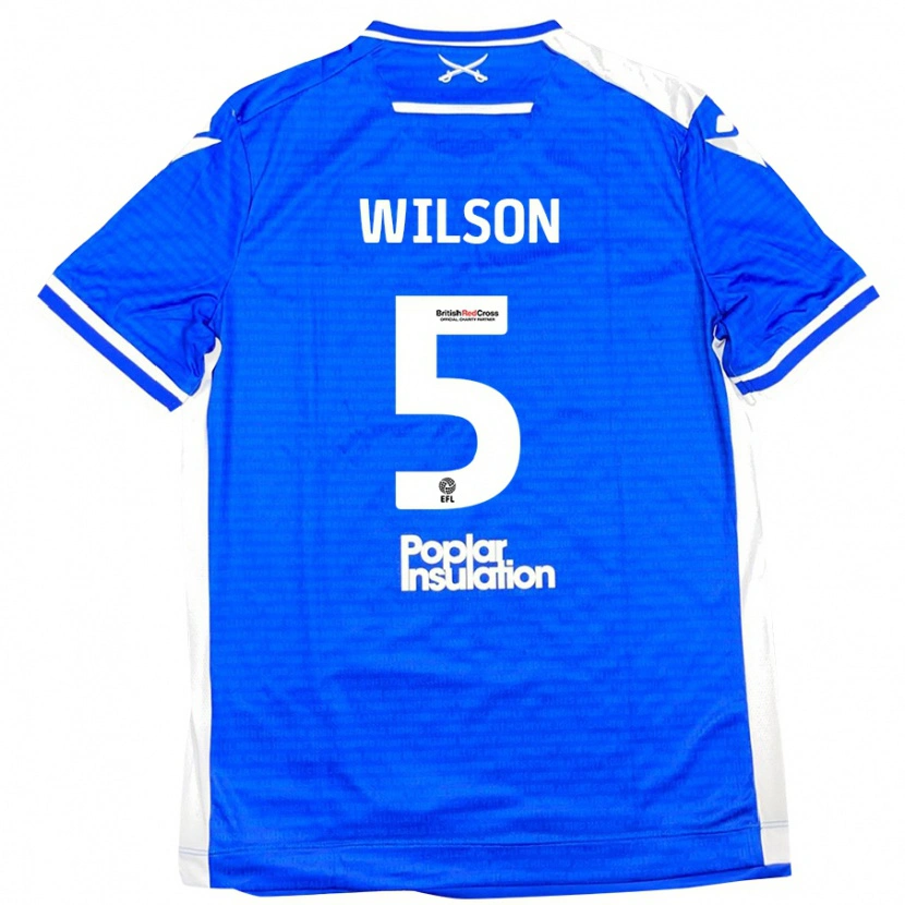Danxen Barn James Wilson #5 Blå Vit Hemmatröja Matchtröjor 2024/25 Tröjor T-Tröja