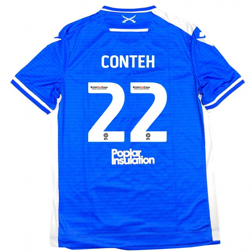 Danxen Barn Kamil Conteh #22 Blå Vit Hemmatröja Matchtröjor 2024/25 Tröjor T-Tröja
