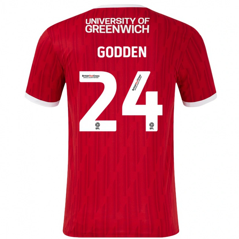 Danxen Barn Matty Godden #24 Röd Vit Hemmatröja Matchtröjor 2024/25 Tröjor T-Tröja