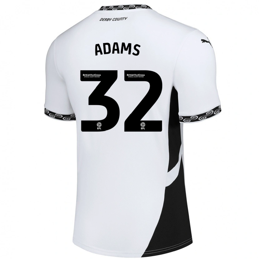 Danxen Barn Ebou Adams #32 Vit Svart Hemmatröja Matchtröjor 2024/25 Tröjor T-Tröja