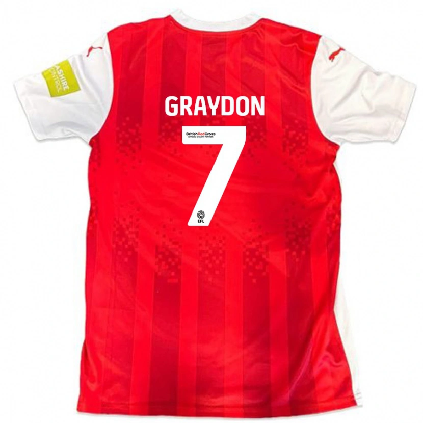 Danxen Barn Ryan Graydon #7 Röd Vit Hemmatröja Matchtröjor 2024/25 Tröjor T-Tröja