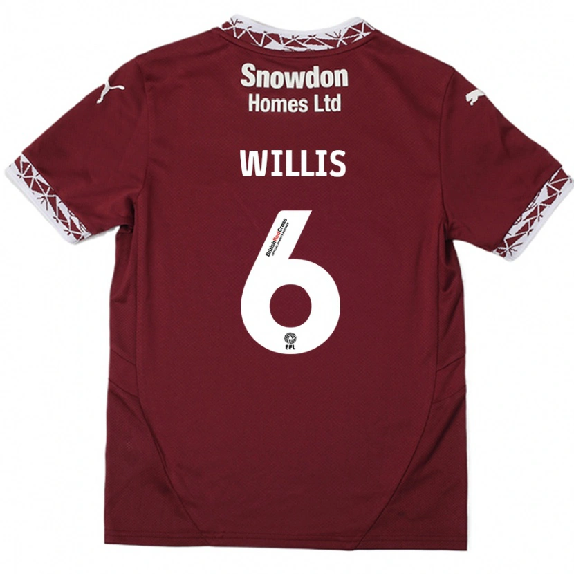 Danxen Barn Jordan Willis #6 Bourgogne Hemmatröja Matchtröjor 2024/25 Tröjor T-Tröja