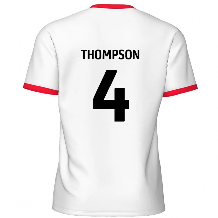 Danxen Barn Nathan Thompson #4 Vit Röd Hemmatröja Matchtröjor 2024/25 Tröjor T-Tröja