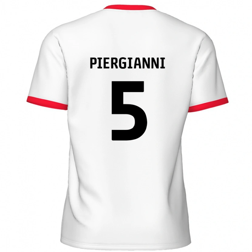 Danxen Barn Carl Piergianni #5 Vit Röd Hemmatröja Matchtröjor 2024/25 Tröjor T-Tröja