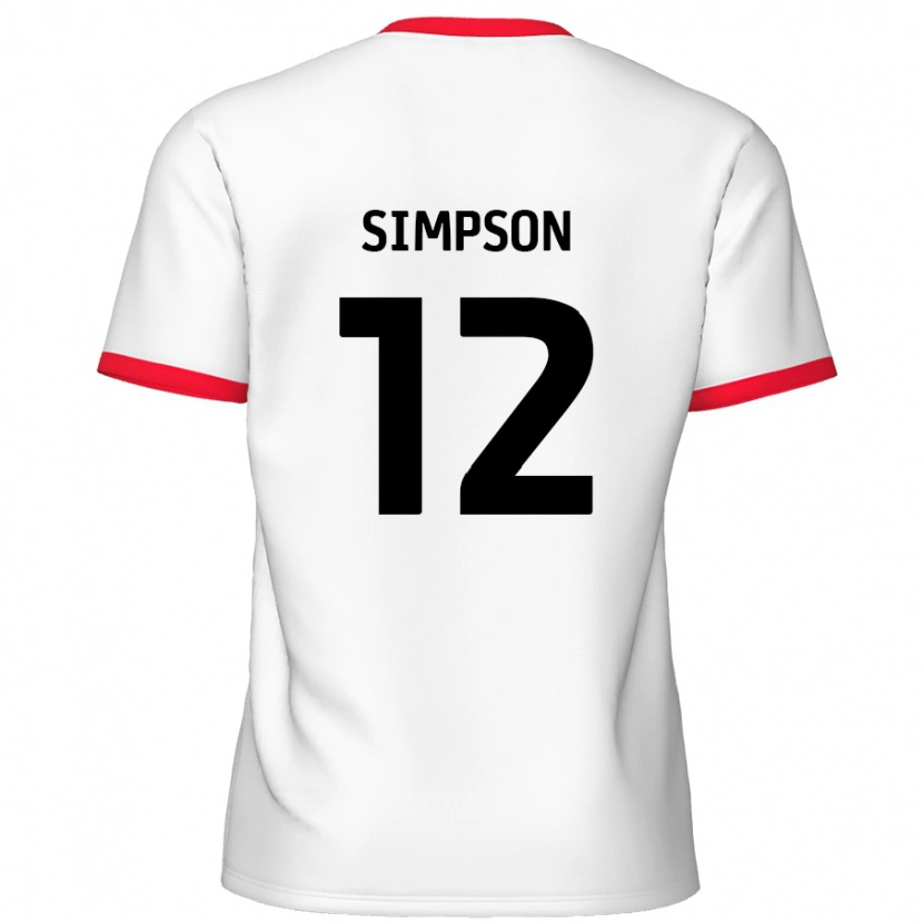 Danxen Barn Tyreece Simpson #12 Vit Röd Hemmatröja Matchtröjor 2024/25 Tröjor T-Tröja