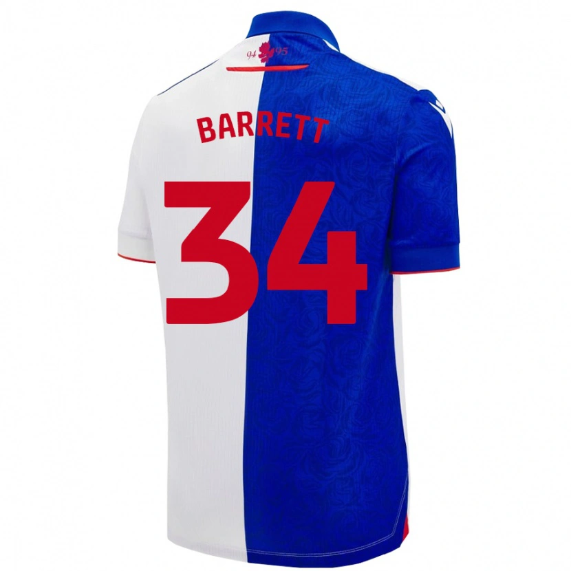 Danxen Barn Jack Barrett #34 Himmelsblå Vit Hemmatröja Matchtröjor 2024/25 Tröjor T-Tröja