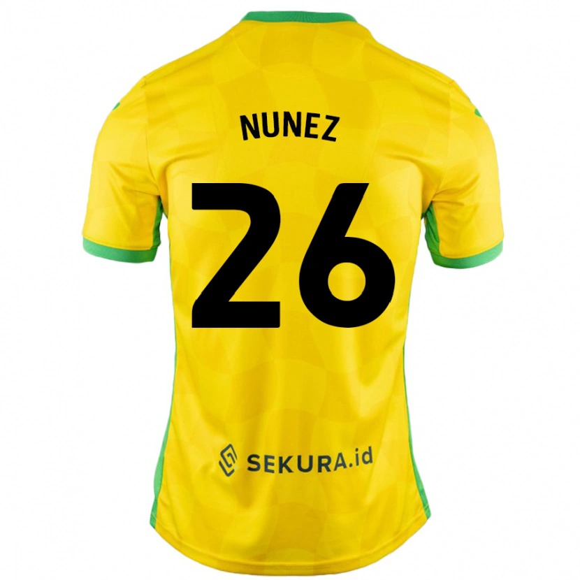 Danxen Barn Marcelino Núñez #26 Gul Grön Hemmatröja Matchtröjor 2024/25 Tröjor T-Tröja