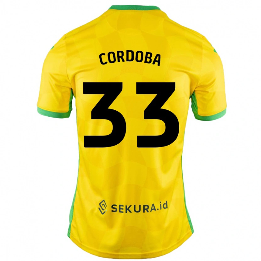 Danxen Barn José Córdoba #33 Gul Grön Hemmatröja Matchtröjor 2024/25 Tröjor T-Tröja