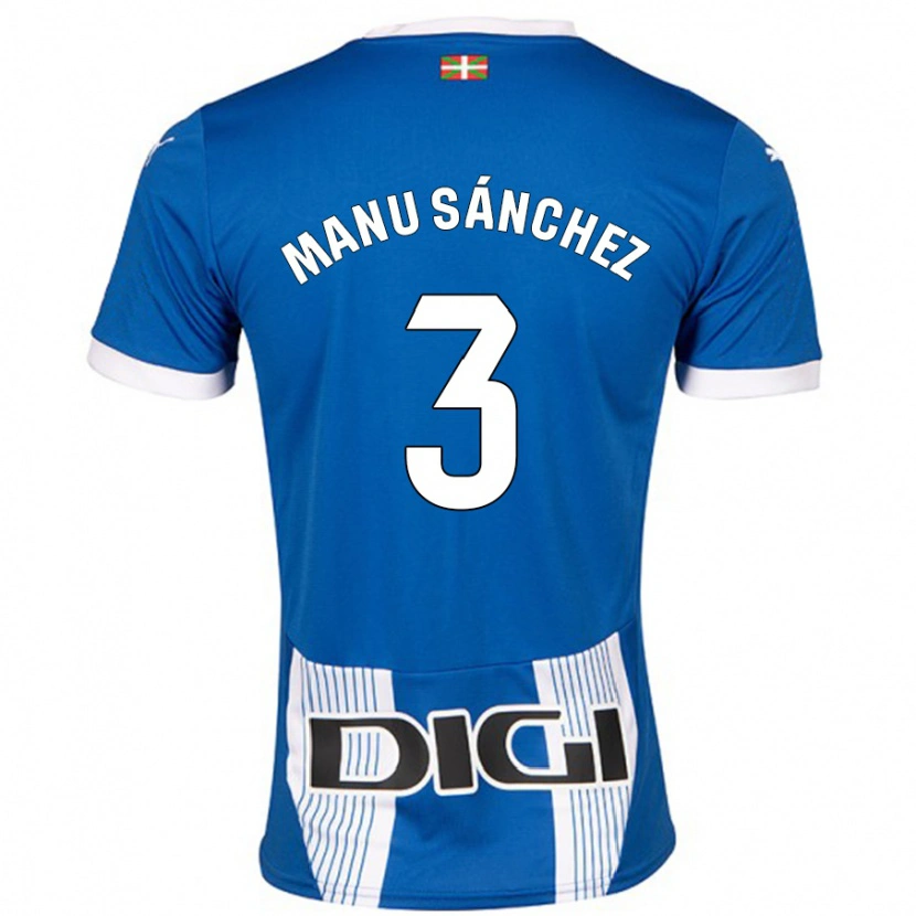 Danxen Barn Manu Sánchez #3 Blå Hemmatröja Matchtröjor 2024/25 Tröjor T-Tröja