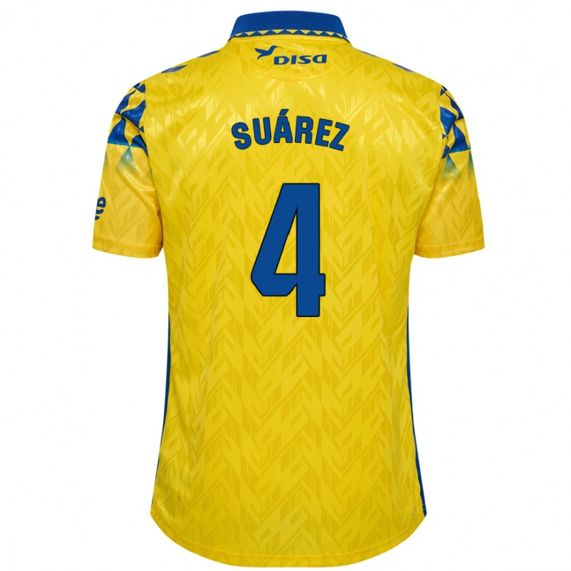 Danxen Barn Alex Suárez #4 Gul Blå Hemmatröja Matchtröjor 2024/25 Tröjor T-Tröja