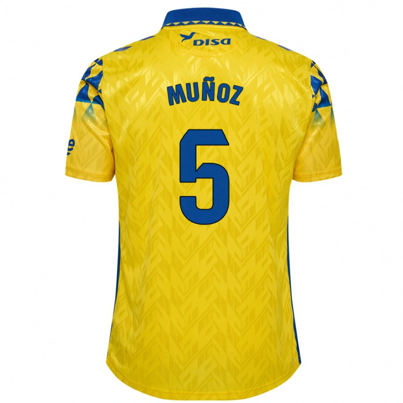 Danxen Barn Javi Muñoz #5 Gul Blå Hemmatröja Matchtröjor 2024/25 Tröjor T-Tröja