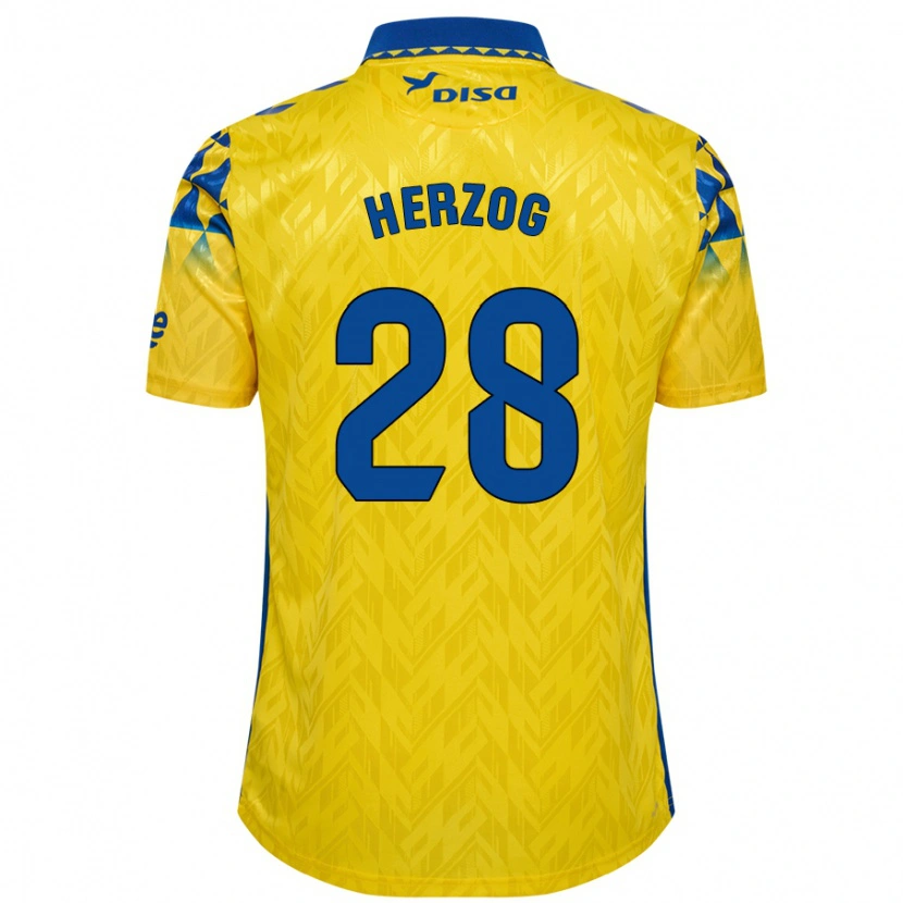 Danxen Barn Juanma Herzog #28 Gul Blå Hemmatröja Matchtröjor 2024/25 Tröjor T-Tröja