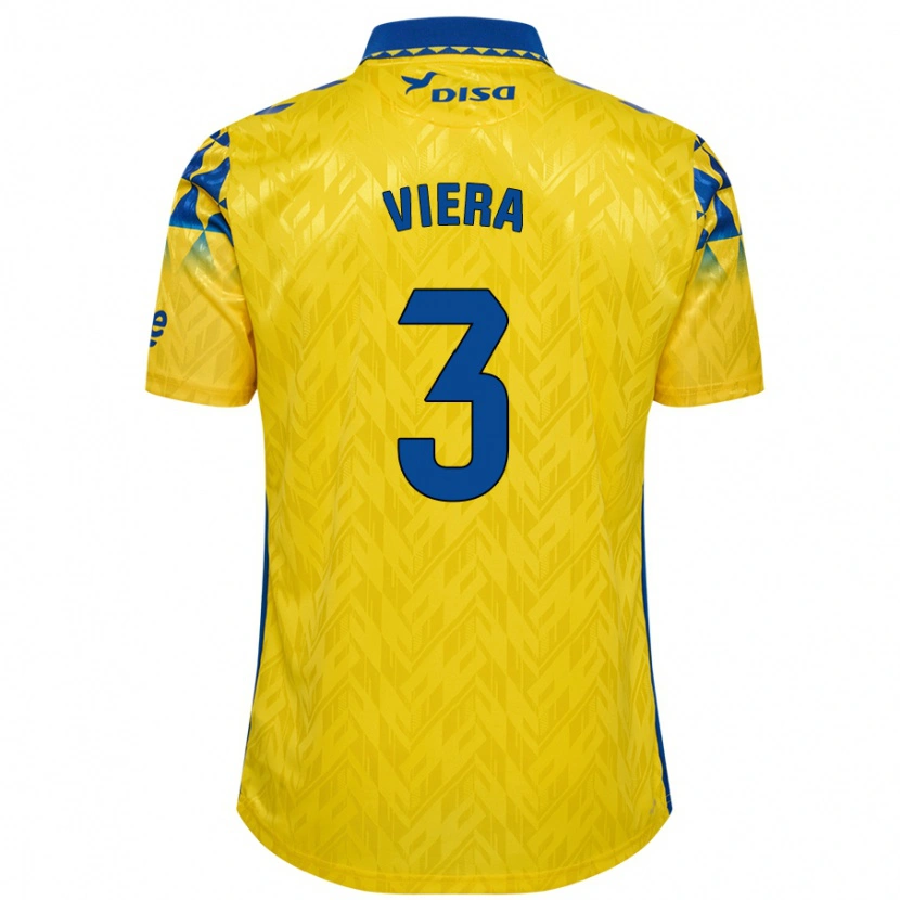 Danxen Barn Óliver Viera #3 Gul Blå Hemmatröja Matchtröjor 2024/25 Tröjor T-Tröja