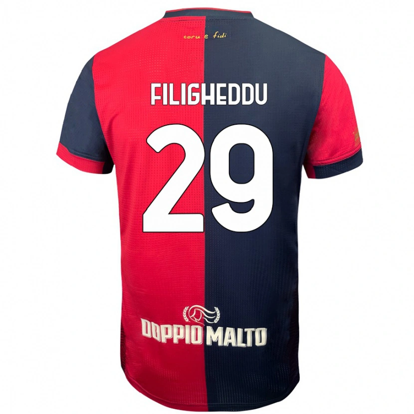 Danxen Barn Daniele Filigheddu #29 Röd Mörkare Blå Hemmatröja Matchtröjor 2024/25 Tröjor T-Tröja