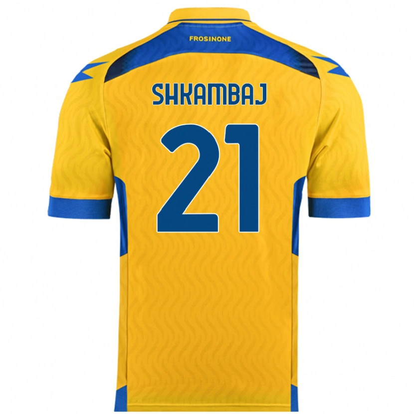 Danxen Barn Ardit Shkambaj #21 Gul Hemmatröja Matchtröjor 2024/25 Tröjor T-Tröja