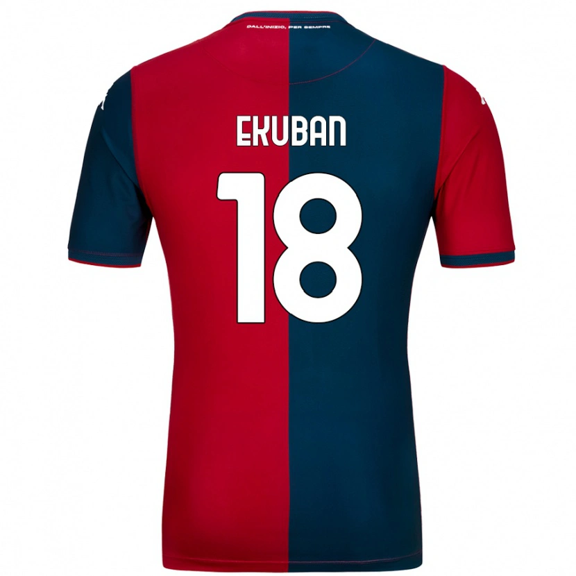 Danxen Barn Caleb Ekuban #18 Röd Mörkblå Hemmatröja Matchtröjor 2024/25 Tröjor T-Tröja