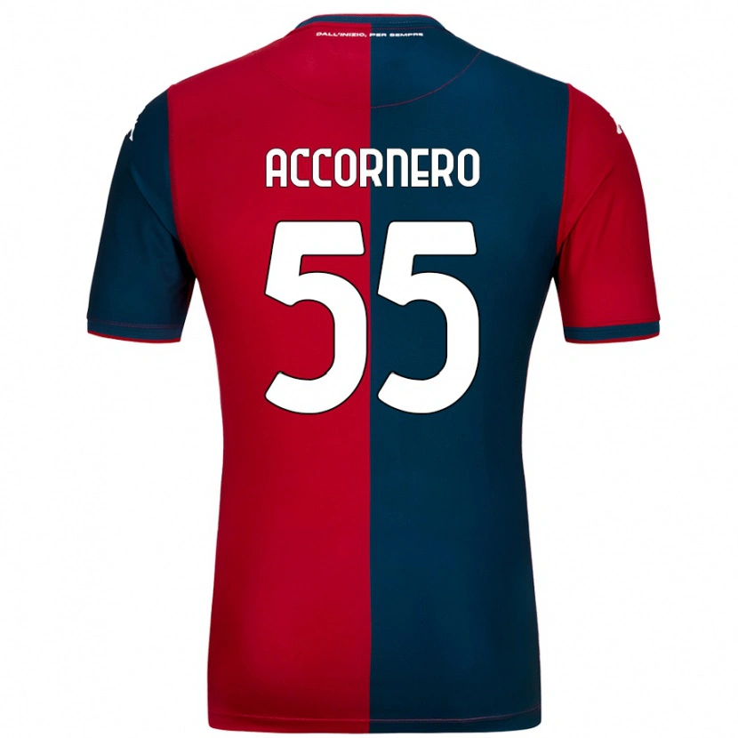 Danxen Barn Federico Accornero #55 Röd Mörkblå Hemmatröja Matchtröjor 2024/25 Tröjor T-Tröja