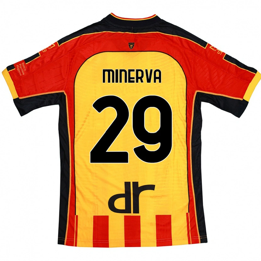 Danxen Barn Francesco Minerva #29 Gul Röd Hemmatröja Matchtröjor 2024/25 Tröjor T-Tröja