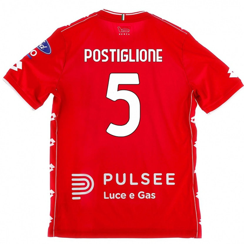 Danxen Barn Nicolò Postiglione #5 Röd Vit Hemmatröja Matchtröjor 2024/25 Tröjor T-Tröja