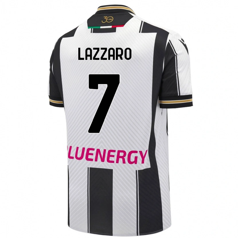 Danxen Barn Davide Lazzaro #7 Vit Svart Hemmatröja Matchtröjor 2024/25 Tröjor T-Tröja
