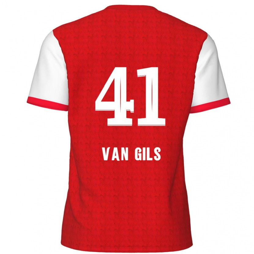 Danxen Barn Mathis Van Gils #41 Röd Vit Hemmatröja Matchtröjor 2024/25 Tröjor T-Tröja